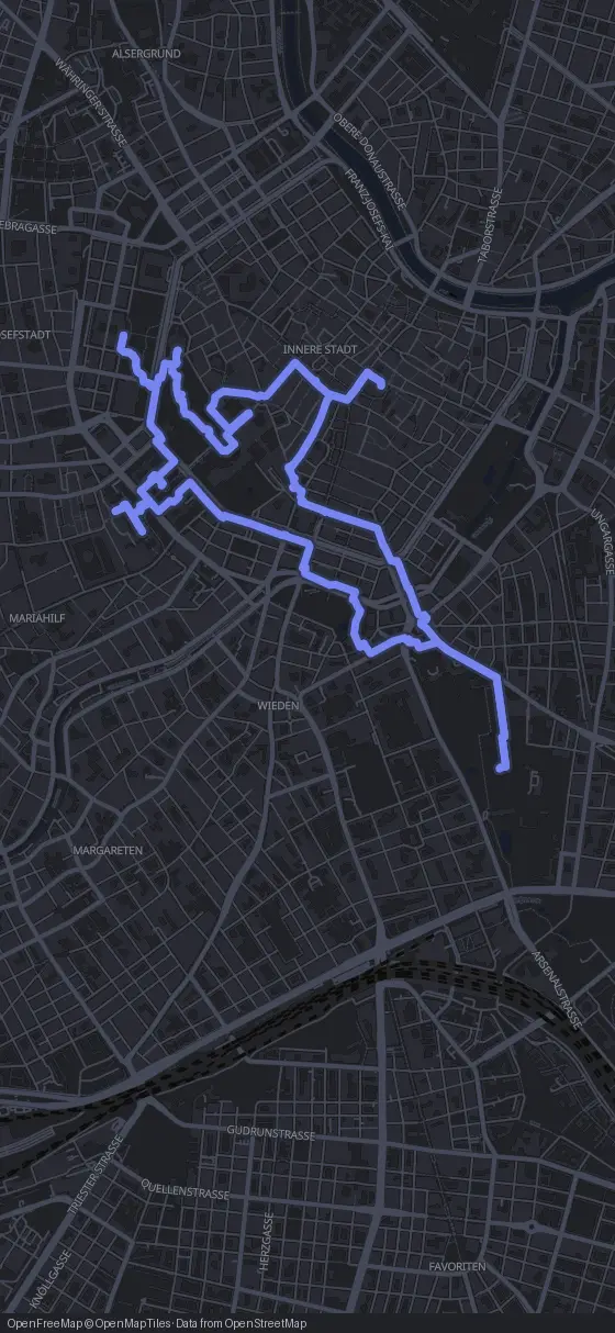 Route map for the Vienna walking tour