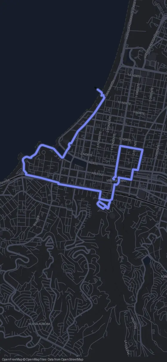 Route der Tour durch Viña del Mar