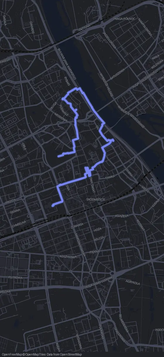 Route der Tour durch Warschau