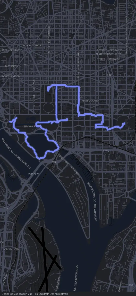 Route der Tour durch Washington, D.C.