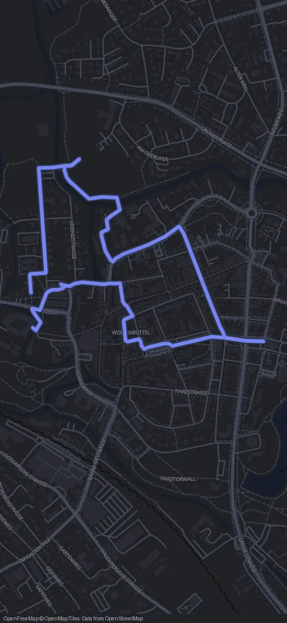Route der Tour durch Wolfenbüttel