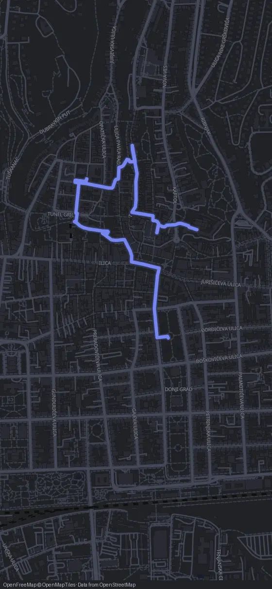 Route der Tour durch Zagreb