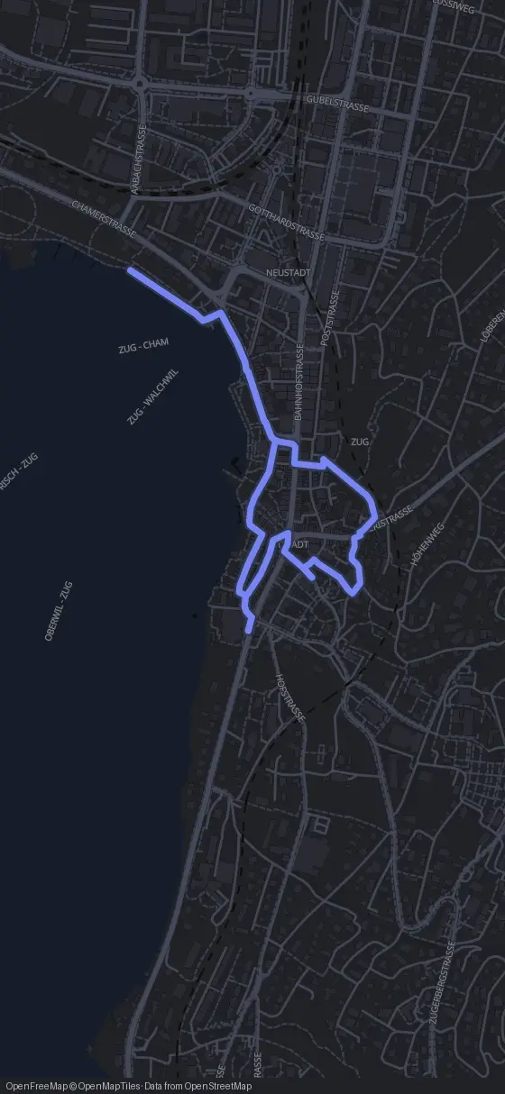 Route der Tour durch Zug