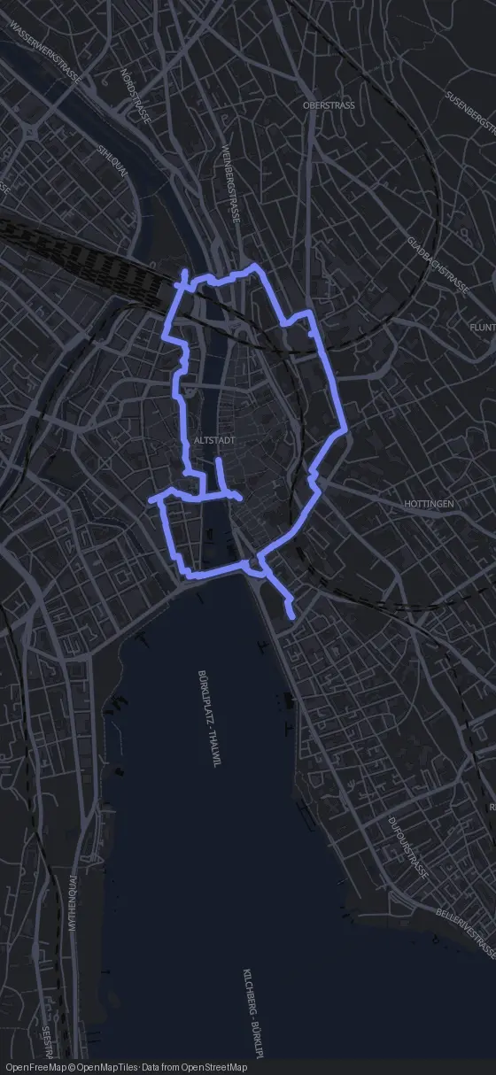 Route der Tour durch Zürich