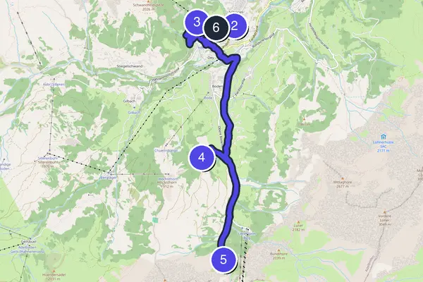 Walking tour route map of Adelboden