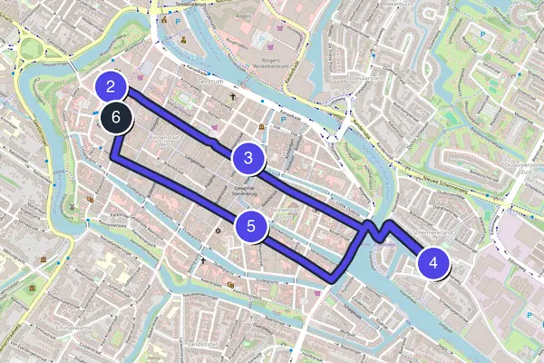 Routenkarte des Stadtrundgangs durch Alkmaar
