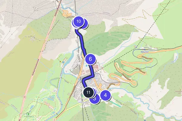 Walking tour route map of Andermatt