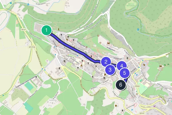 Walking tour route map of Assisi