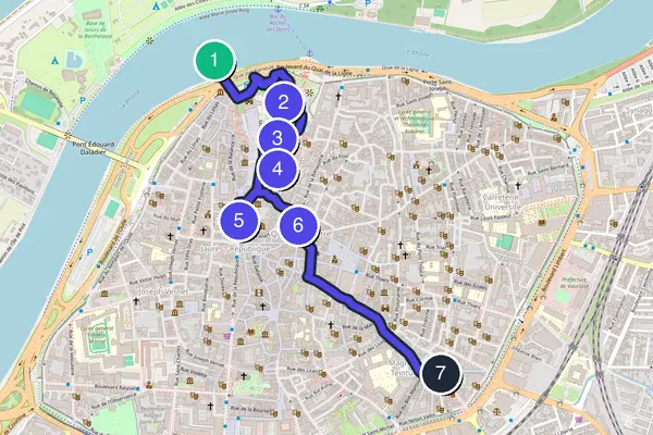 Routenkarte des Stadtrundgangs durch Avignon