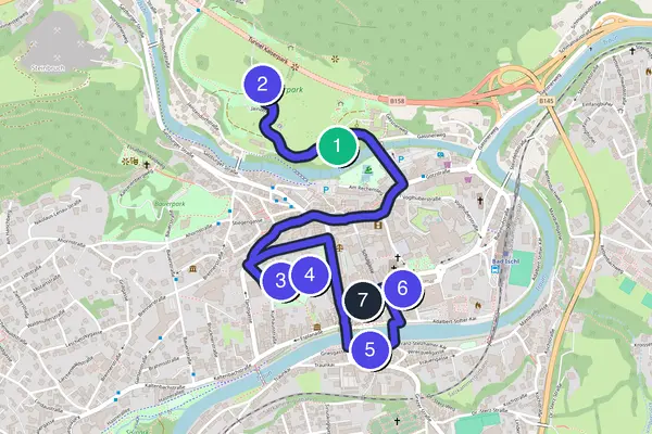 Walking tour route map of Bad Ischl