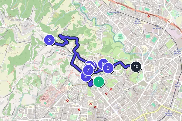Routenkarte des Stadtrundgangs durch Bergamo