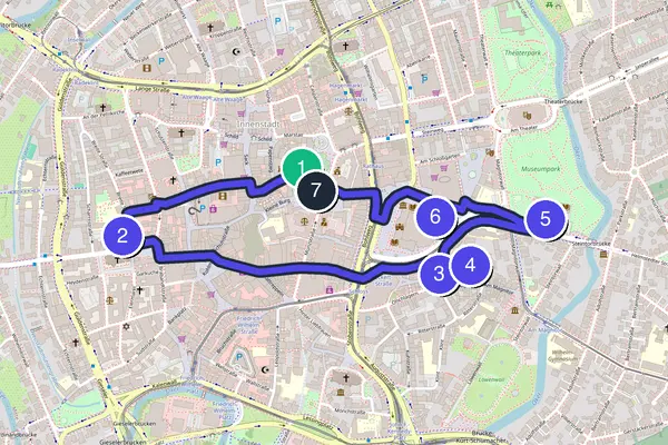 Routenkarte des Stadtrundgangs durch Braunschweig