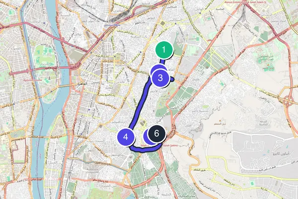 Routenkarte des Stadtrundgangs durch Kairo