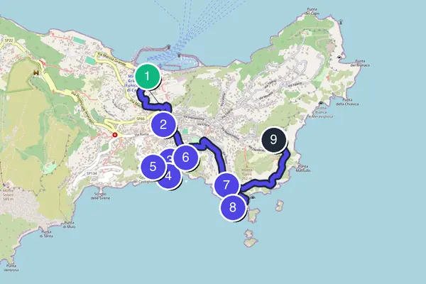 Walking tour route map of Capri