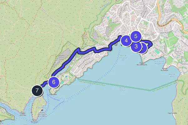 Walking tour route map of Cassis