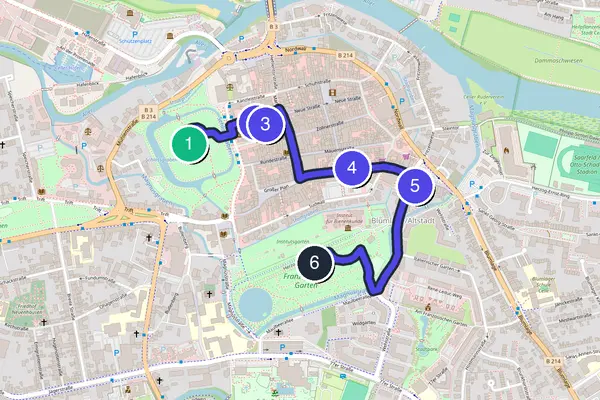 Walking tour route map of Celle