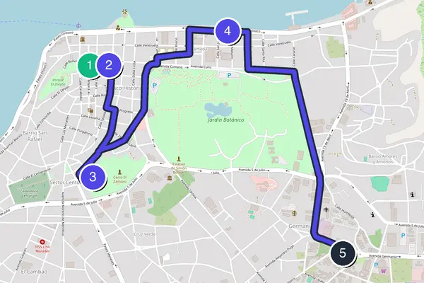Routenkarte des Stadtrundgangs durch Ciudad Bolívar