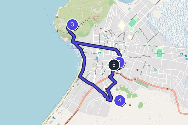 Routenkarte des Stadtrundgangs durch Copacabana