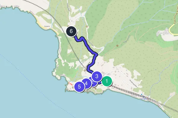 Routenkarte des Stadtrundgangs durch Corniglia