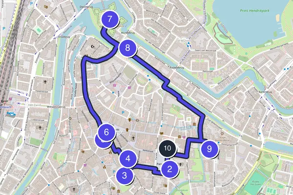 Walking tour route map of 's-Hertogenbosch