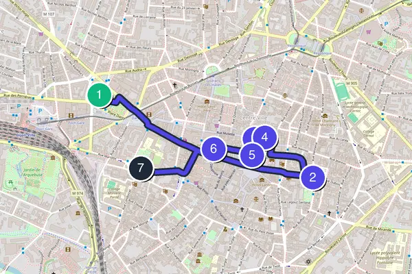 Routenkarte des Stadtrundgangs durch Dijon