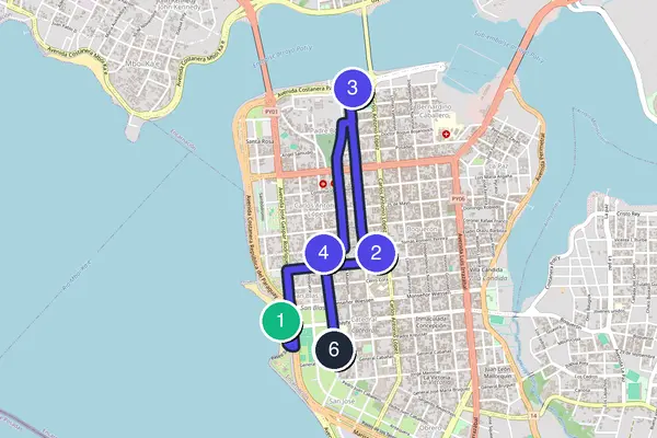 Routenkarte des Stadtrundgangs durch Encarnación