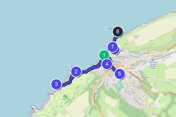 Routenkarte des Stadtrundgangs durch Étretat