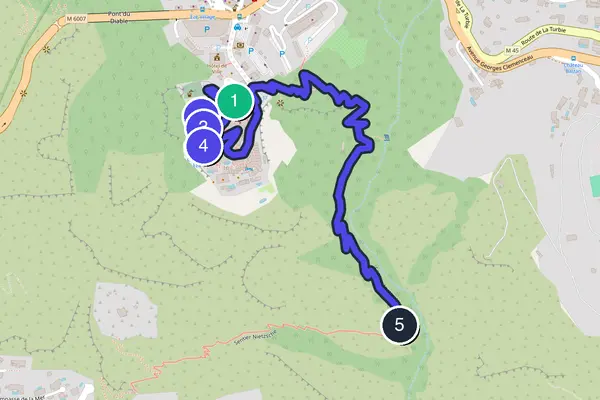 Walking tour route map of Èze