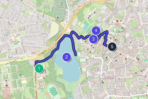 Walking tour route map of Gniezno