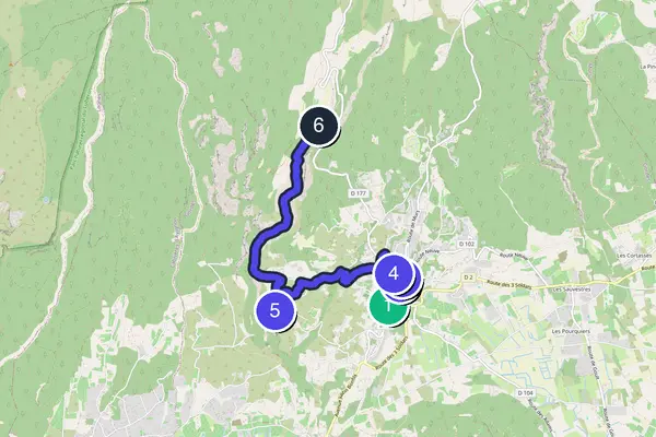 Walking tour route map of Gordes