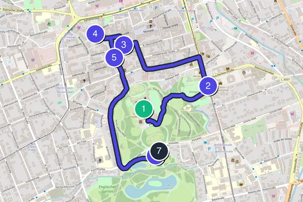 Routenkarte des Stadtrundgangs durch Gotha