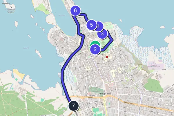 Routenkarte des Stadtrundgangs durch Haapsalu