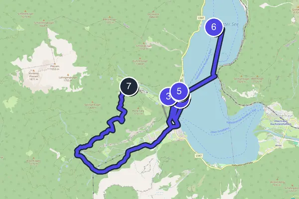 Routenkarte des Stadtrundgangs durch Hallstatt