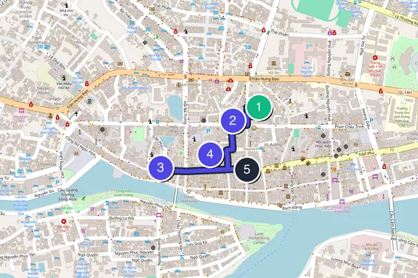 Walking tour route map of Hội An
