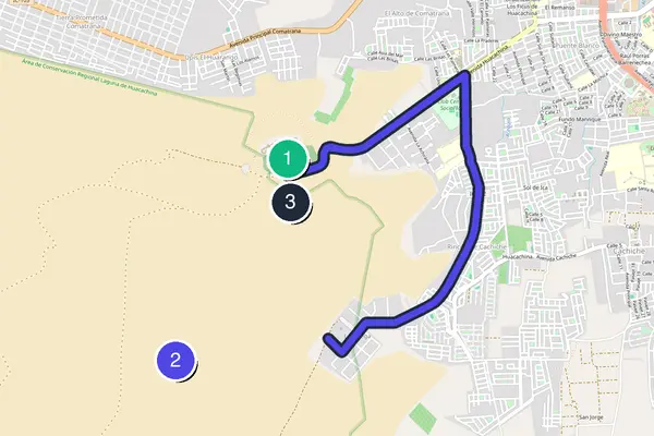 Walking tour route map of Huacachina