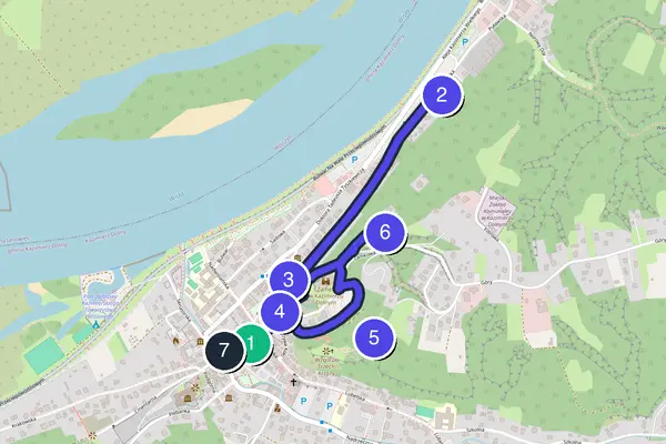 Routenkarte des Stadtrundgangs durch Kazimierz Dolny