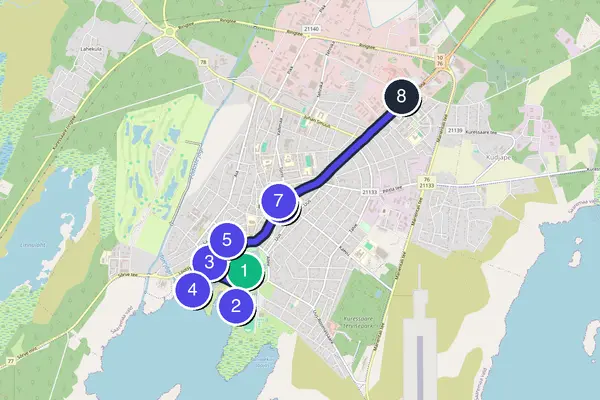 Walking tour route map of Kuressaare