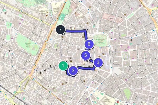 Walking tour route map of Lecce