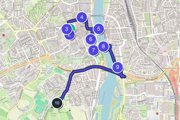 Routenkarte des Stadtrundgangs durch Maastricht