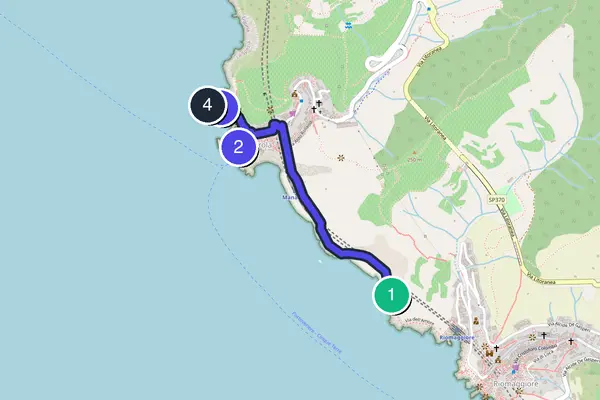 Routenkarte des Stadtrundgangs durch Manarola