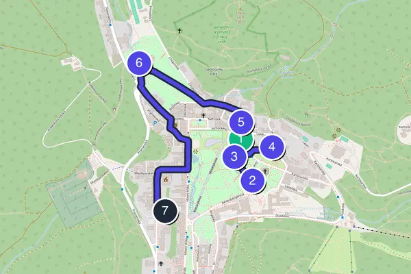 Routenkarte des Stadtrundgangs durch Marienbad