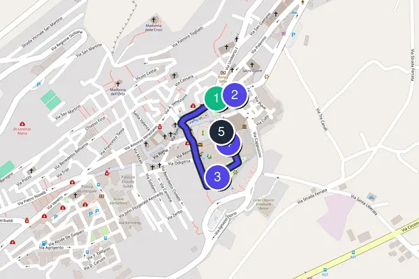 Routenkarte des Stadtrundgangs durch Monreale