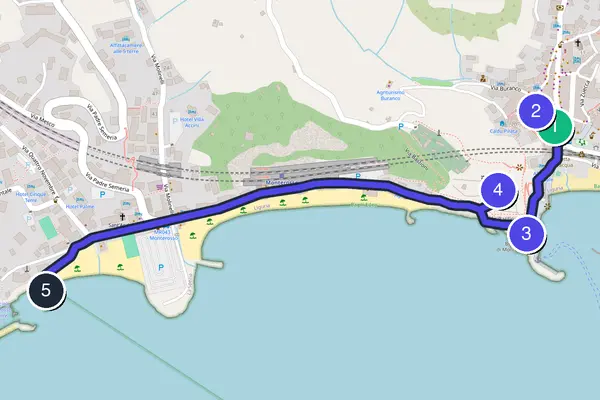 Routenkarte des Stadtrundgangs durch Monterosso al Mare