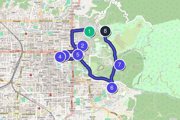 Routenkarte des Stadtrundgangs durch Nara