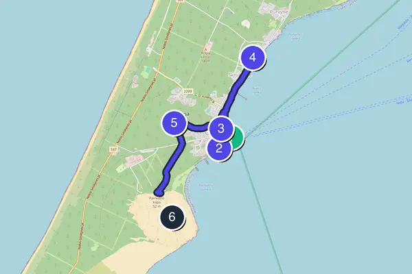 Walking tour route map of Nida