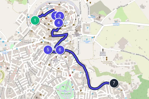 Walking tour route map of Ostuni