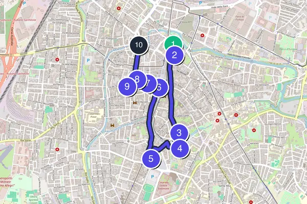 Routenkarte des Stadtrundgangs durch Padua