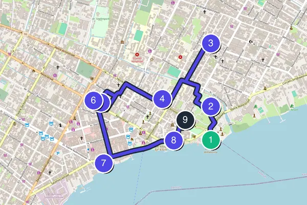 Walking tour route map of Paramaribo