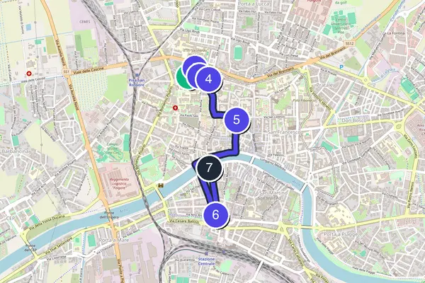 Routenkarte des Stadtrundgangs durch Pisa