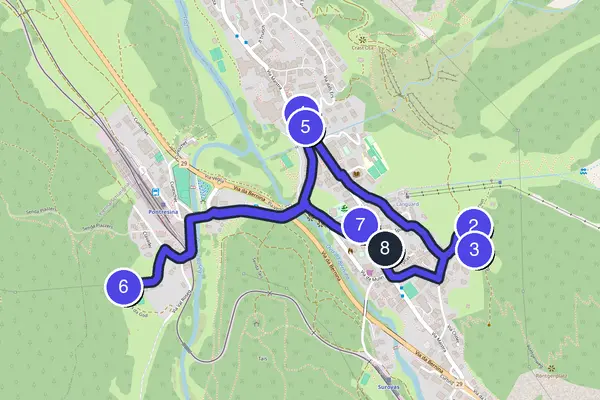 Routenkarte des Stadtrundgangs durch Pontresina